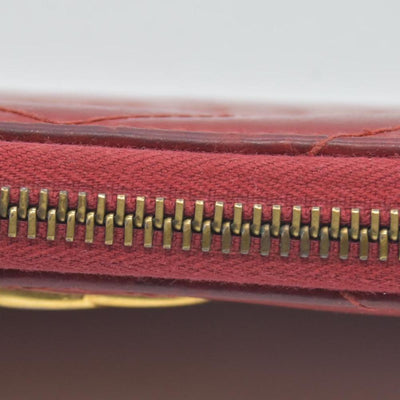 $730 Gucci Calfskin Matelasse GG Marmont Zip Around Wallet Hibiscus Red CONSIGNMENT