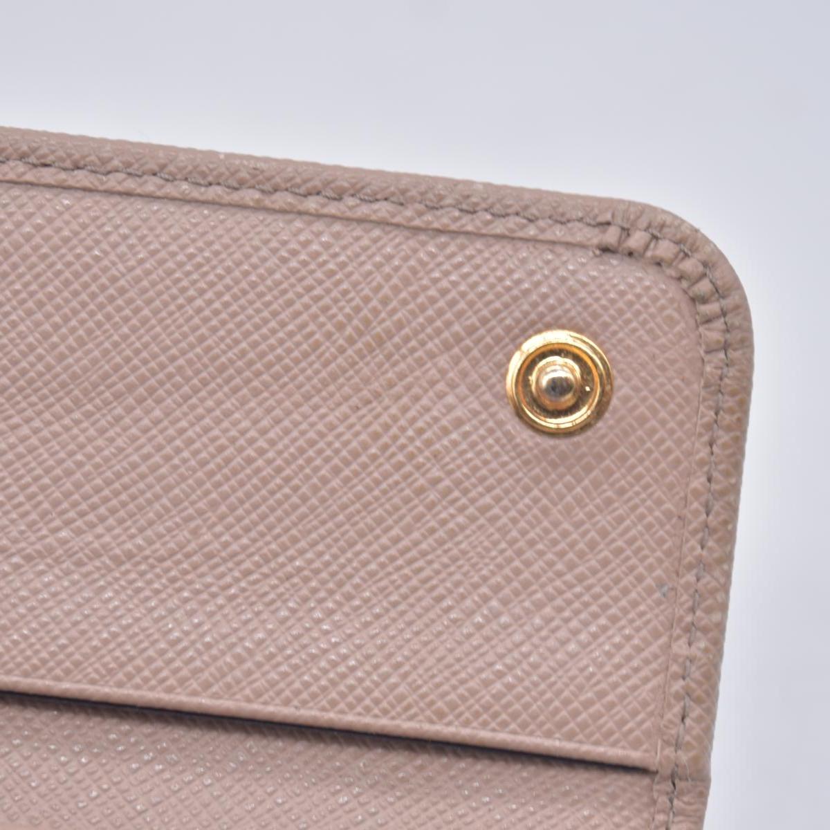 $595 Prada Saffiano Lux Leather Compact Wallet Beige CONSIGNMENT