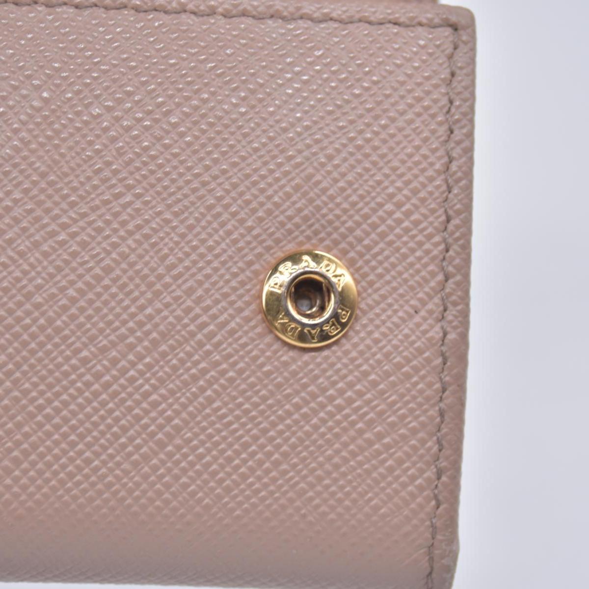 $595 Prada Saffiano Lux Leather Compact Wallet Beige CONSIGNMENT