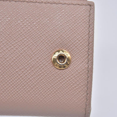 $595 Prada Saffiano Lux Leather Compact Wallet Beige CONSIGNMENT