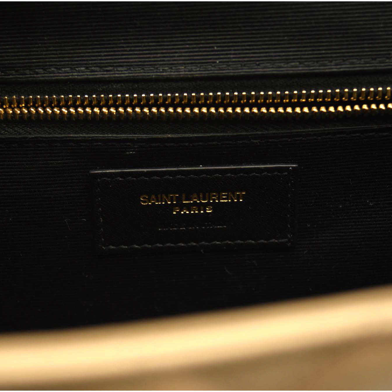 SAINT LAURENT Grain De Poudre Mixed Matelasse Large Triquilt Monogram Satchel Nude Powder