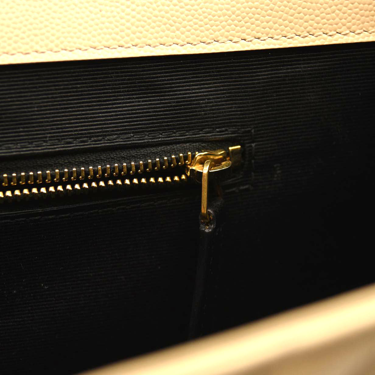 SAINT LAURENT Grain De Poudre Mixed Matelasse Large Triquilt Monogram Satchel Nude Powder