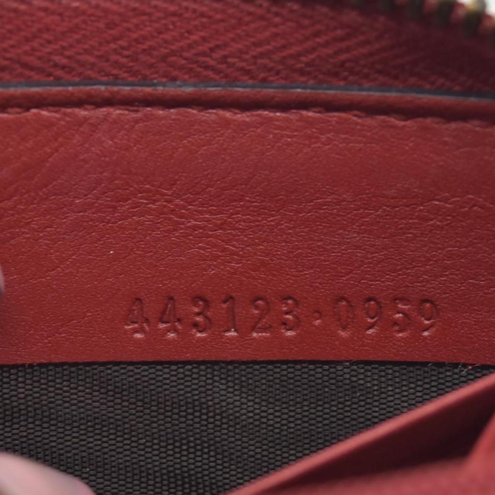 $730 Gucci Calfskin Matelasse GG Marmont Zip Around Wallet Hibiscus Red CONSIGNMENT