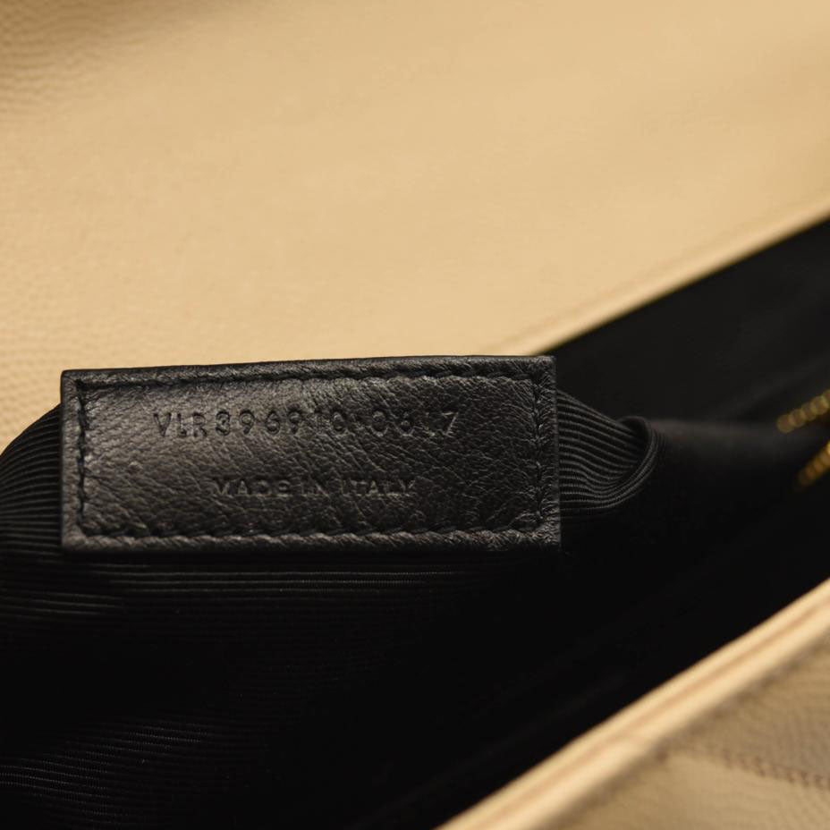 SAINT LAURENT Grain De Poudre Mixed Matelasse Large Triquilt Monogram Satchel Nude Powder