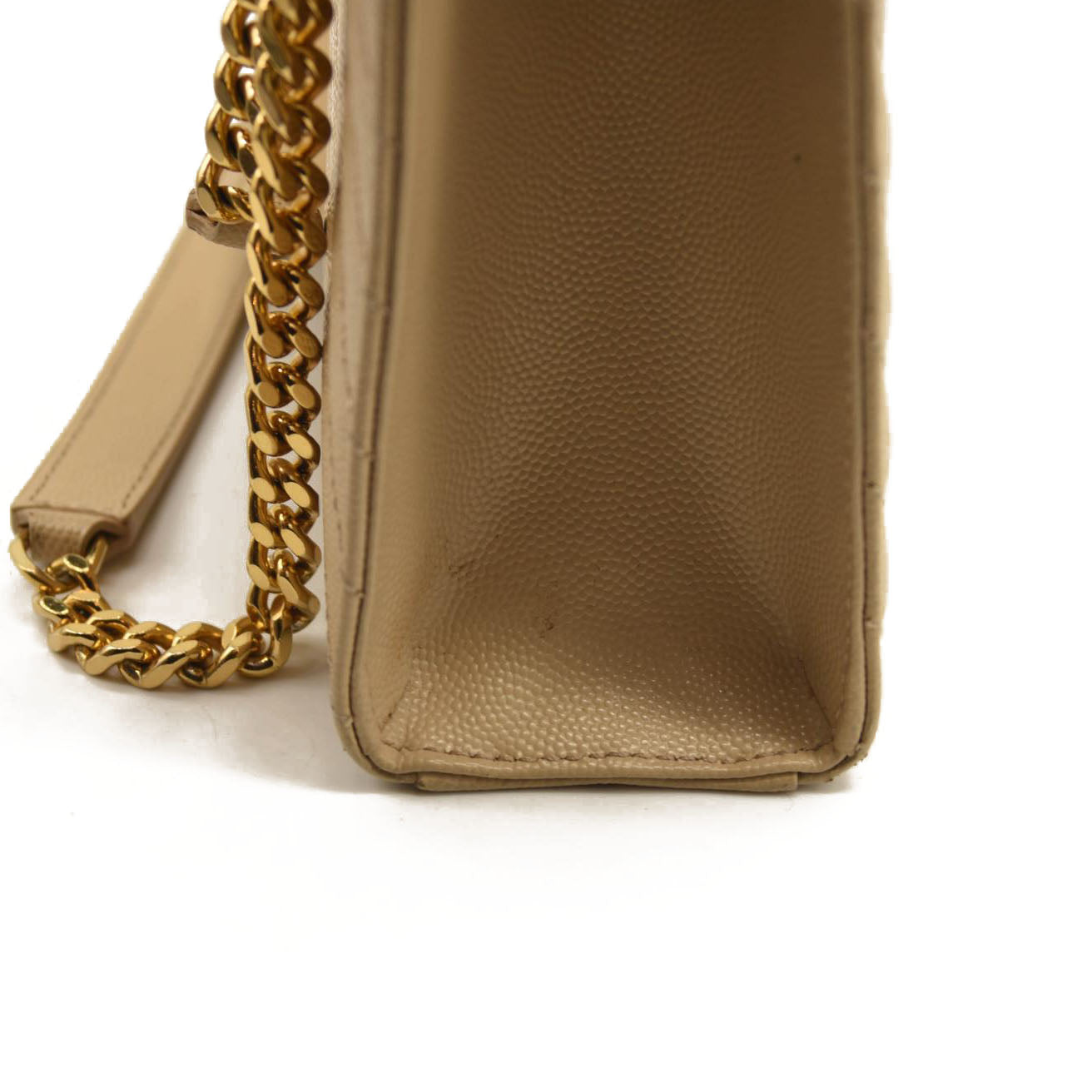 SAINT LAURENT Grain De Poudre Mixed Matelasse Large Triquilt Monogram Satchel Nude Powder