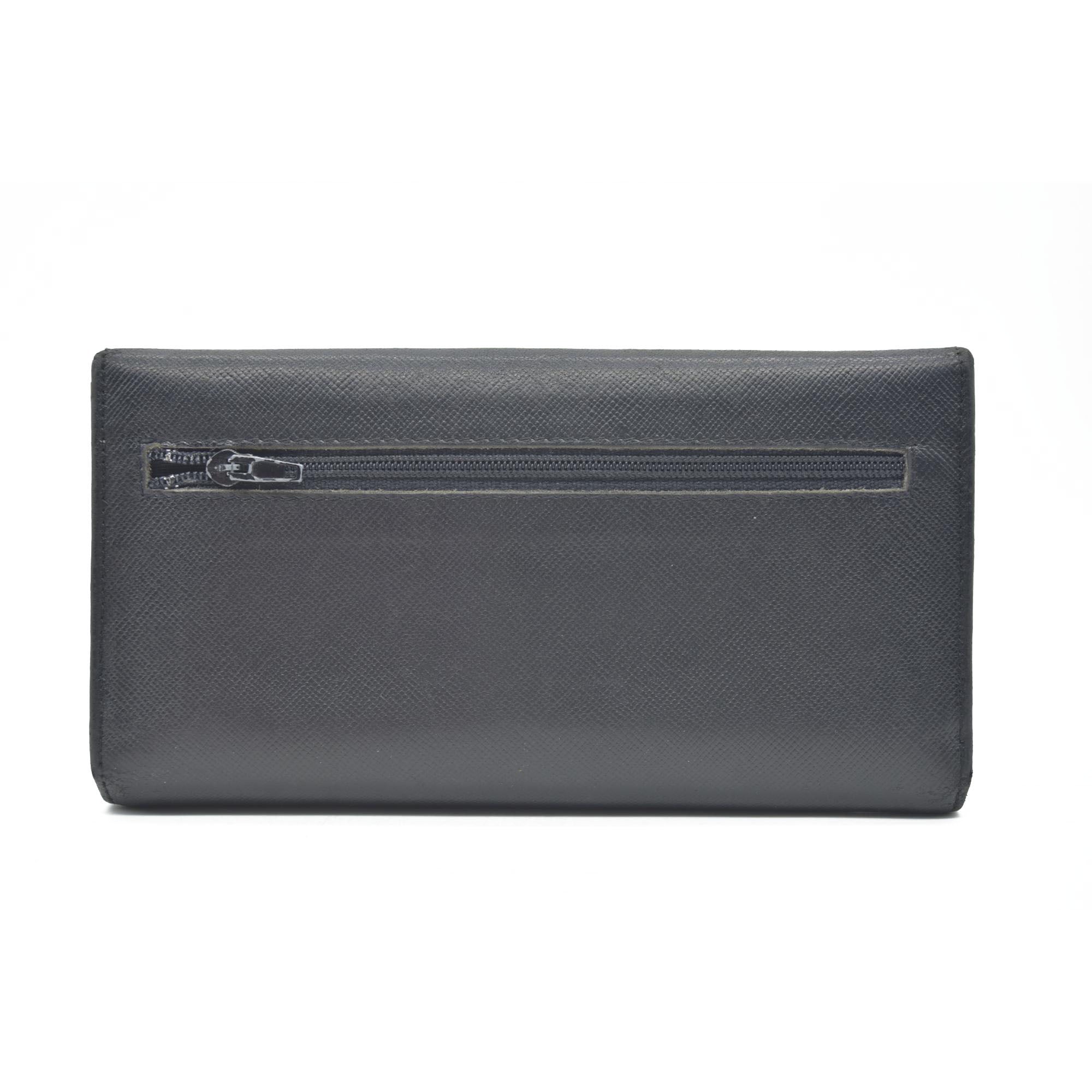 Prada Saffiano Tessuto Nylon Saffiano Tri-Fold Wallet Black