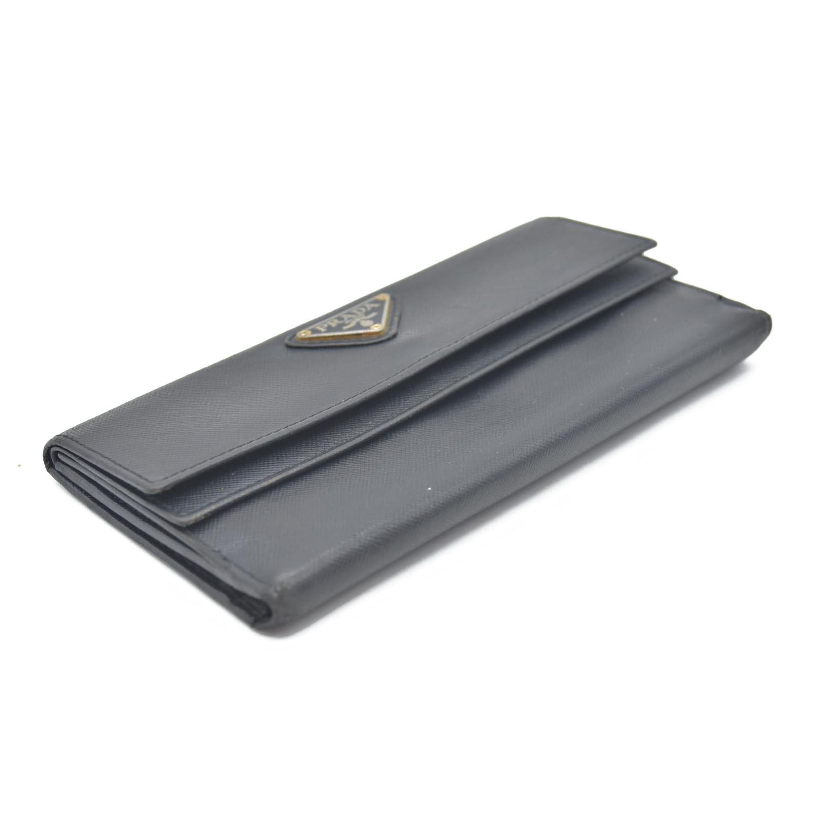 Prada Saffiano Tessuto Nylon Saffiano Tri-Fold Wallet Black