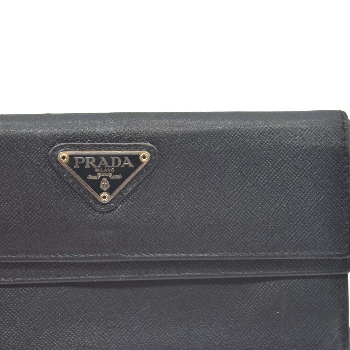Prada Saffiano Tessuto Nylon Saffiano Tri-Fold Wallet Black