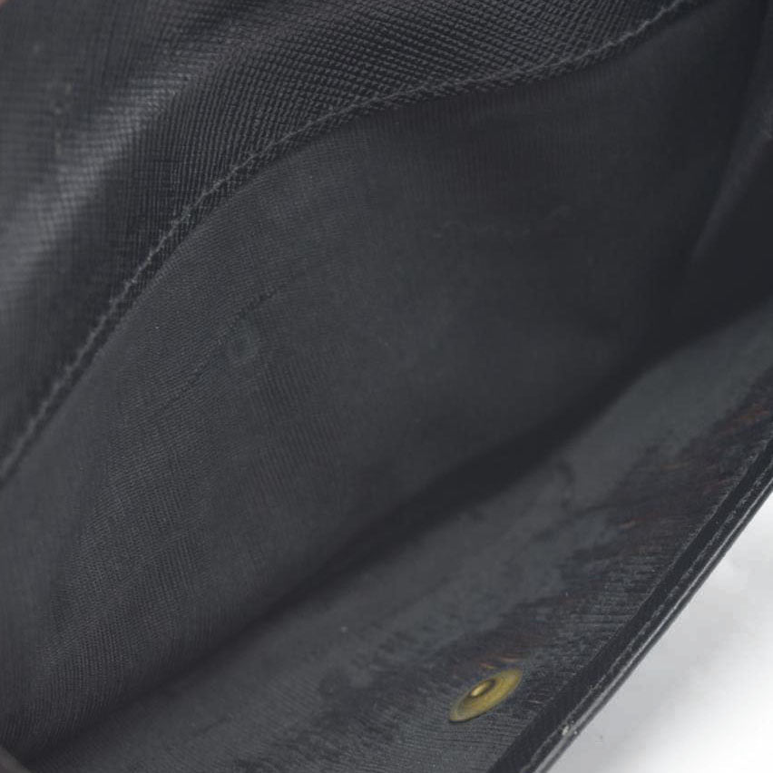 Prada Saffiano Tessuto Nylon Saffiano Tri-Fold Wallet Black
