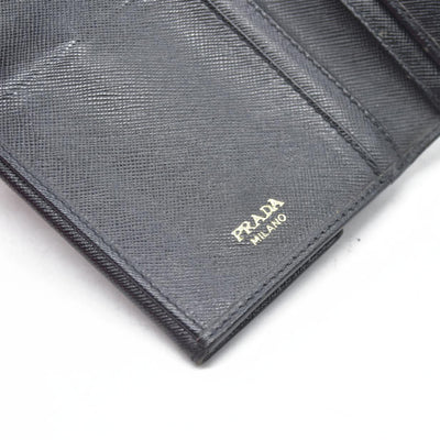 Prada Saffiano Tessuto Nylon Saffiano Tri-Fold Wallet Black