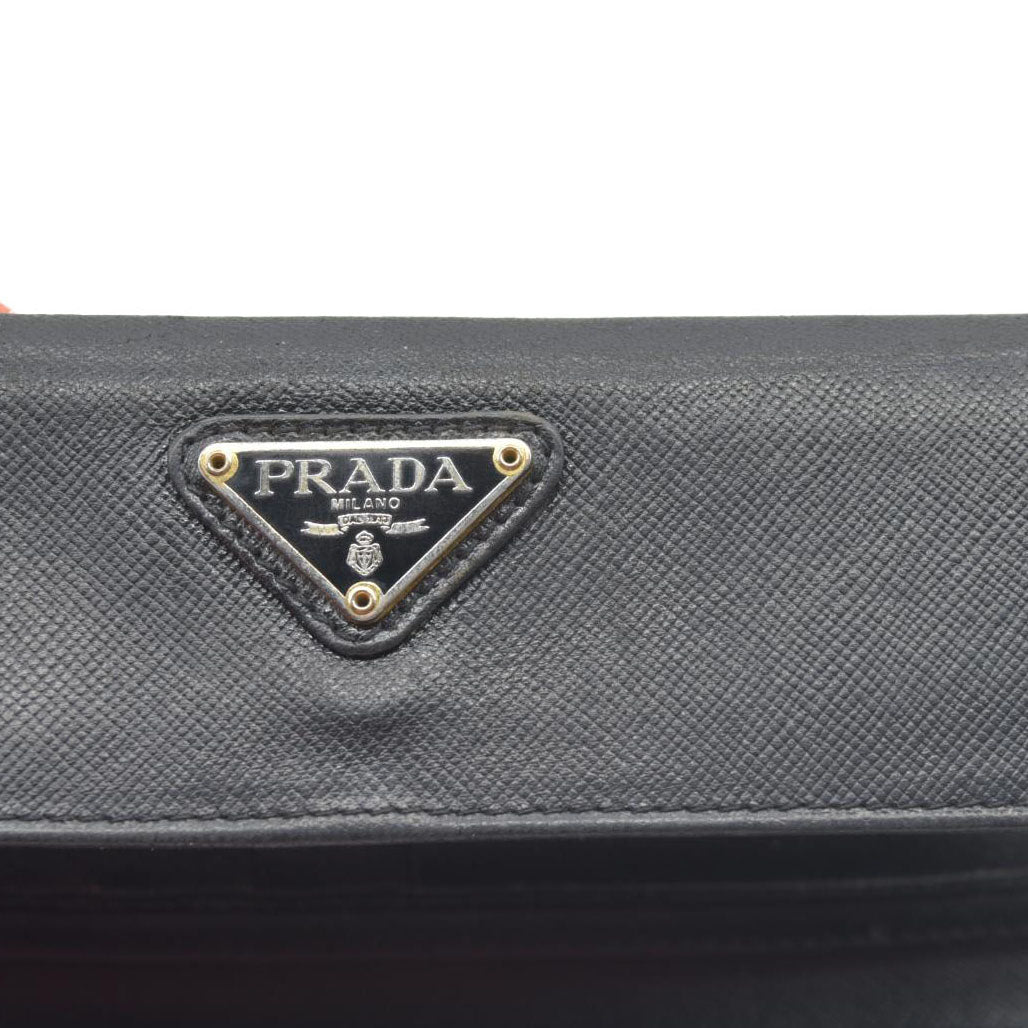 Prada Saffiano Tessuto Nylon Saffiano Tri-Fold Wallet Black