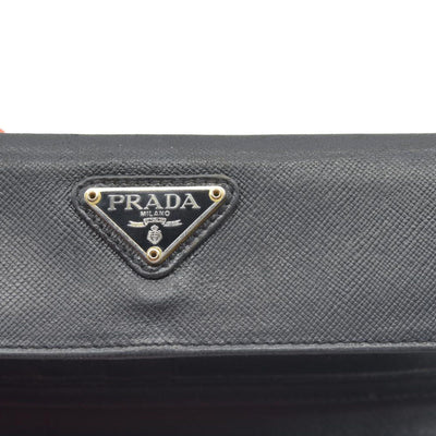 Prada Saffiano Tessuto Nylon Saffiano Tri-Fold Wallet Black