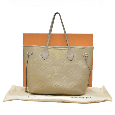 $2710 Louis Vuitton  Empreinte Monogram Giant Neverfull MM Tourterelle Tote