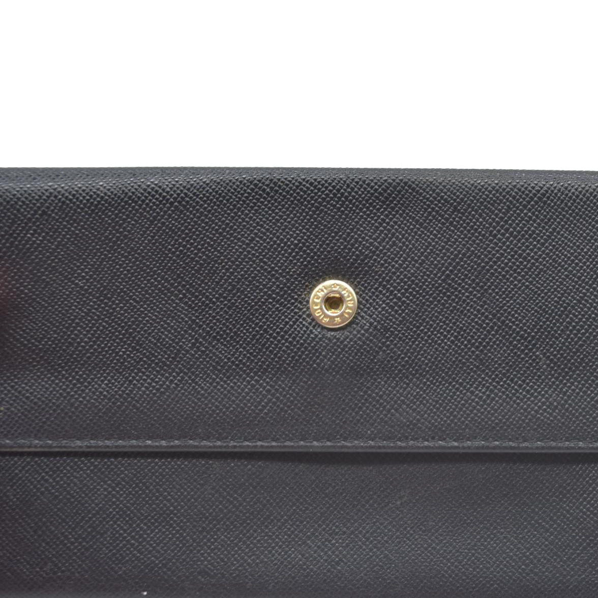 Prada Saffiano Tessuto Nylon Saffiano Tri-Fold Wallet Black