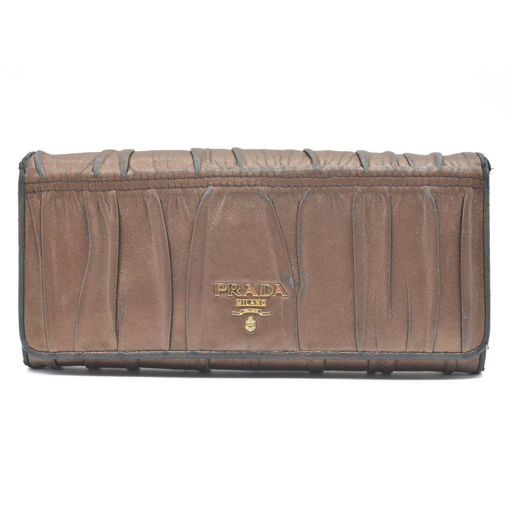 Prada Brown Nappa Gaufre Leather Continental Wallet