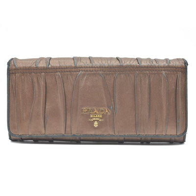 Prada Brown Nappa Gaufre Leather Continental Wallet