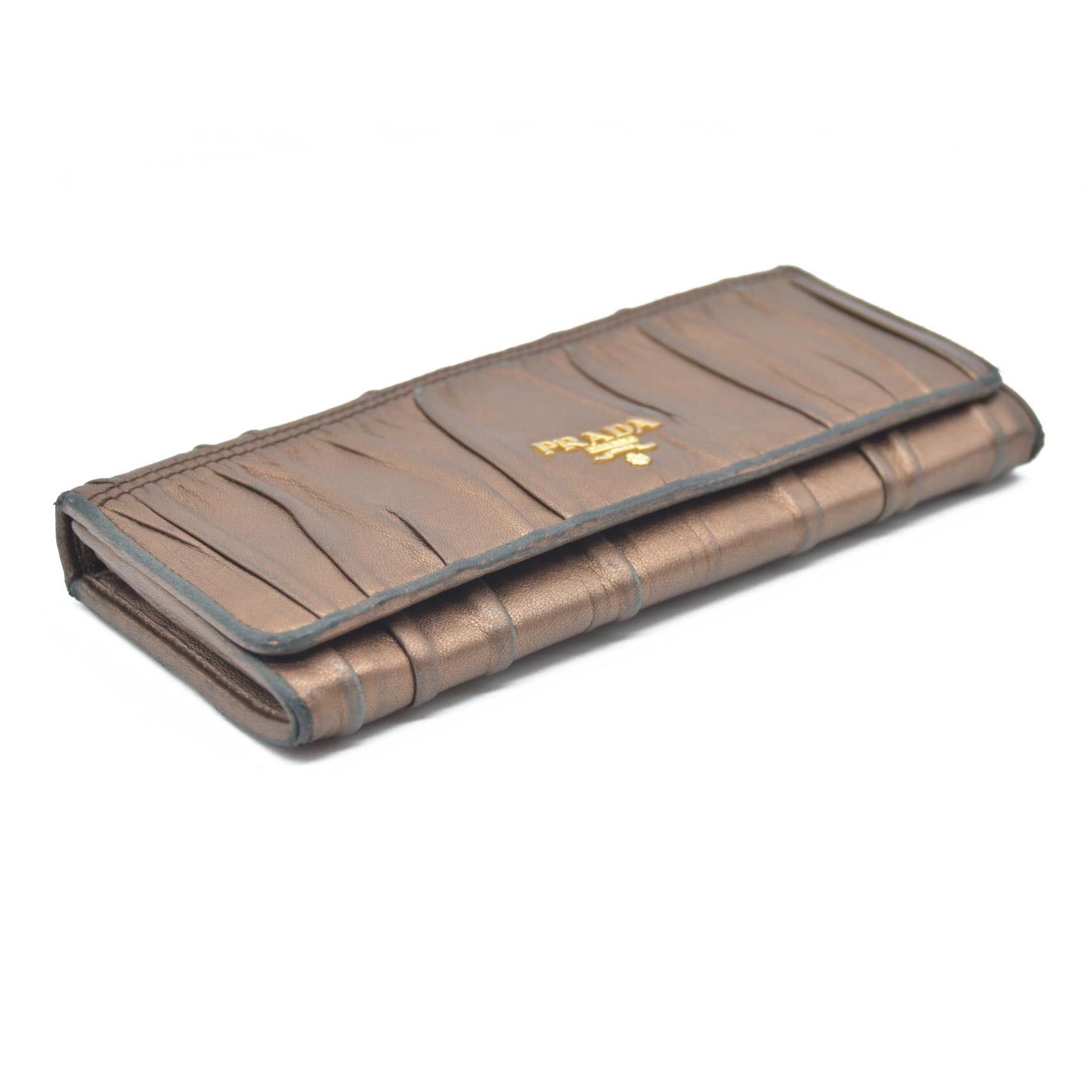 Prada Brown Nappa Gaufre Leather Continental Wallet