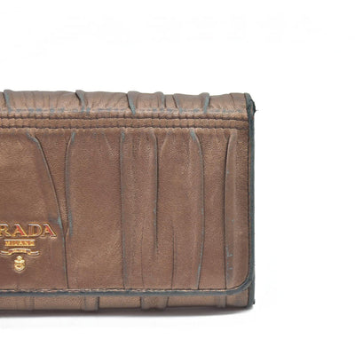 Prada Brown Nappa Gaufre Leather Continental Wallet