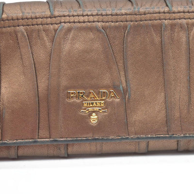 Prada Brown Nappa Gaufre Leather Continental Wallet