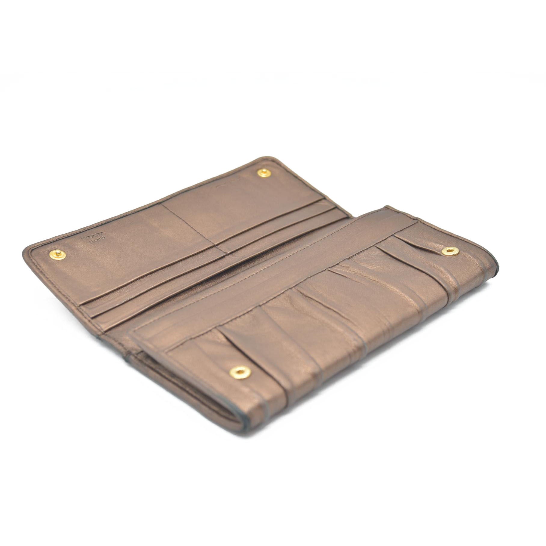 Prada Brown Nappa Gaufre Leather Continental Wallet