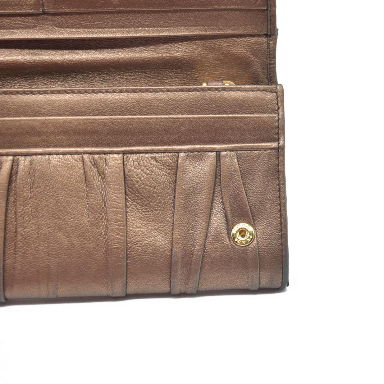 Prada Brown Nappa Gaufre Leather Continental Wallet