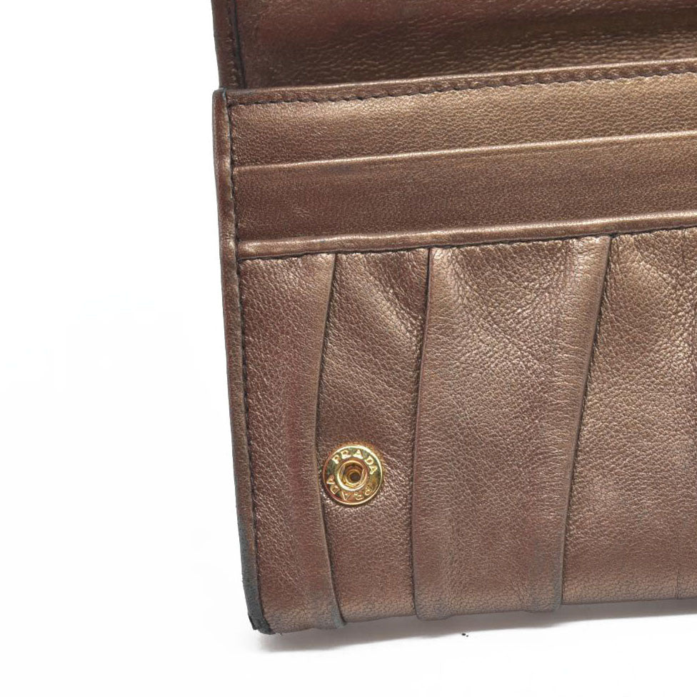 Prada Brown Nappa Gaufre Leather Continental Wallet