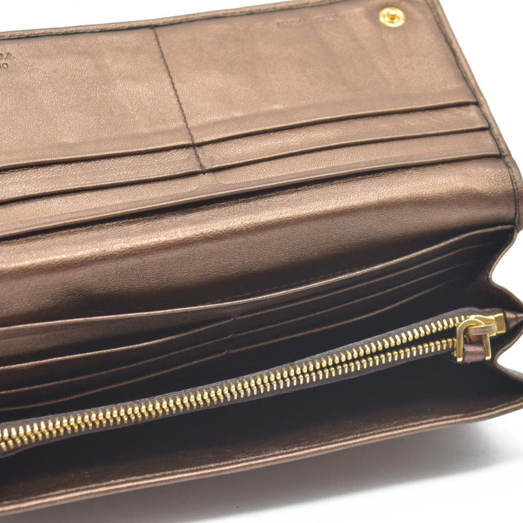 Prada Brown Nappa Gaufre Leather Continental Wallet