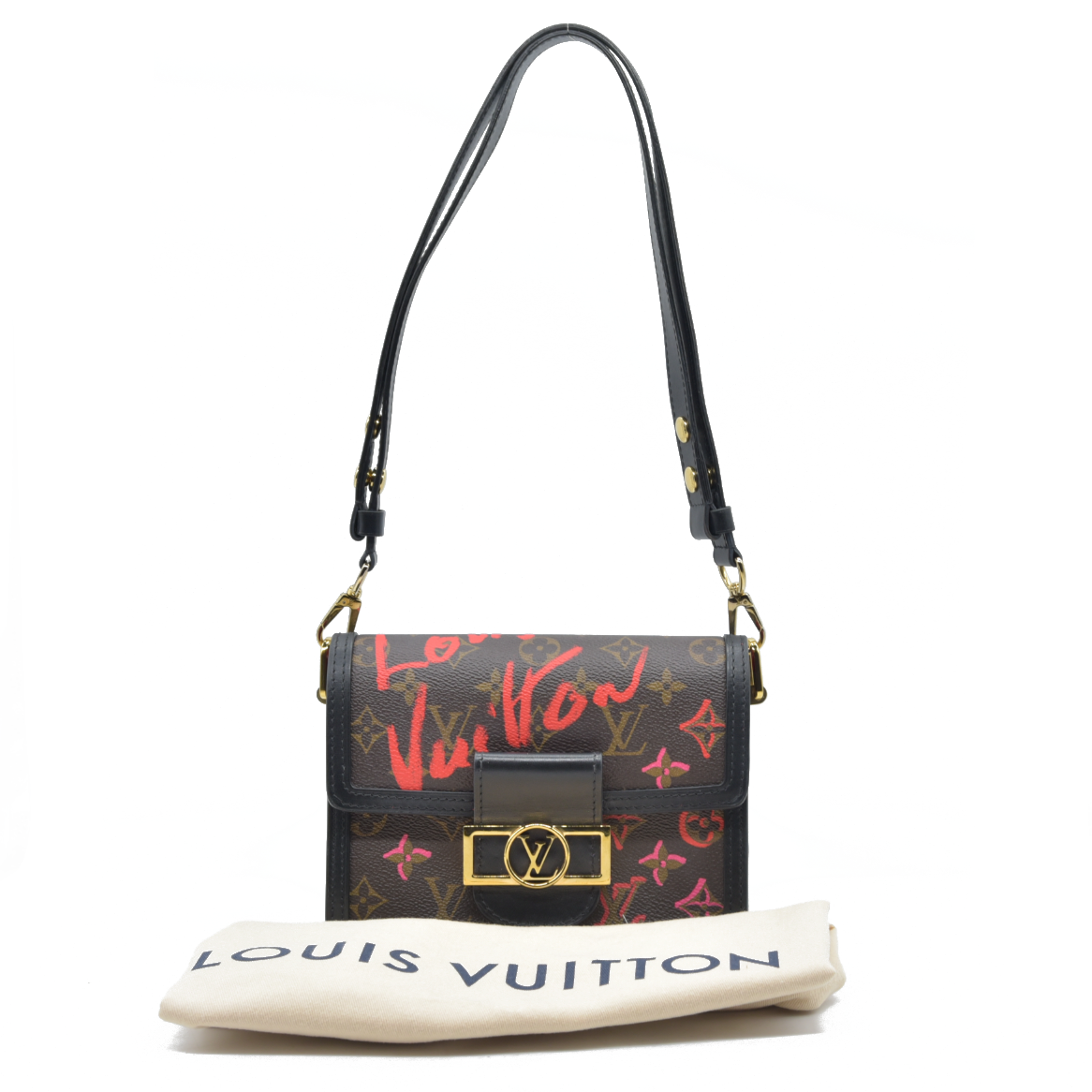 $3550 Louis Vuitton Dauphine Shoulder Bag Limited Edition Fall in Love Monogram Canvas Mini