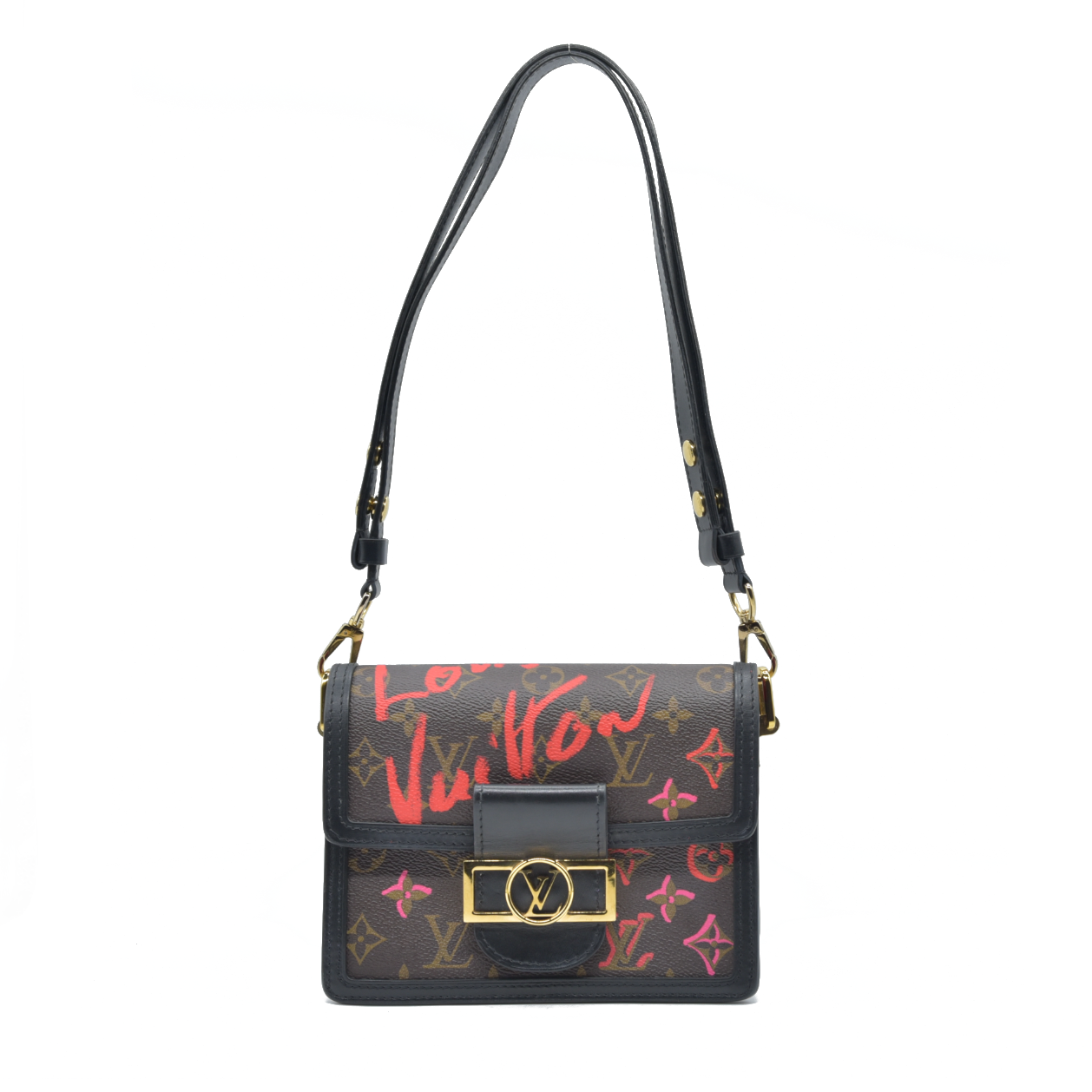 $3550 Louis Vuitton Dauphine Shoulder Bag Limited Edition Fall in Love Monogram Canvas Mini