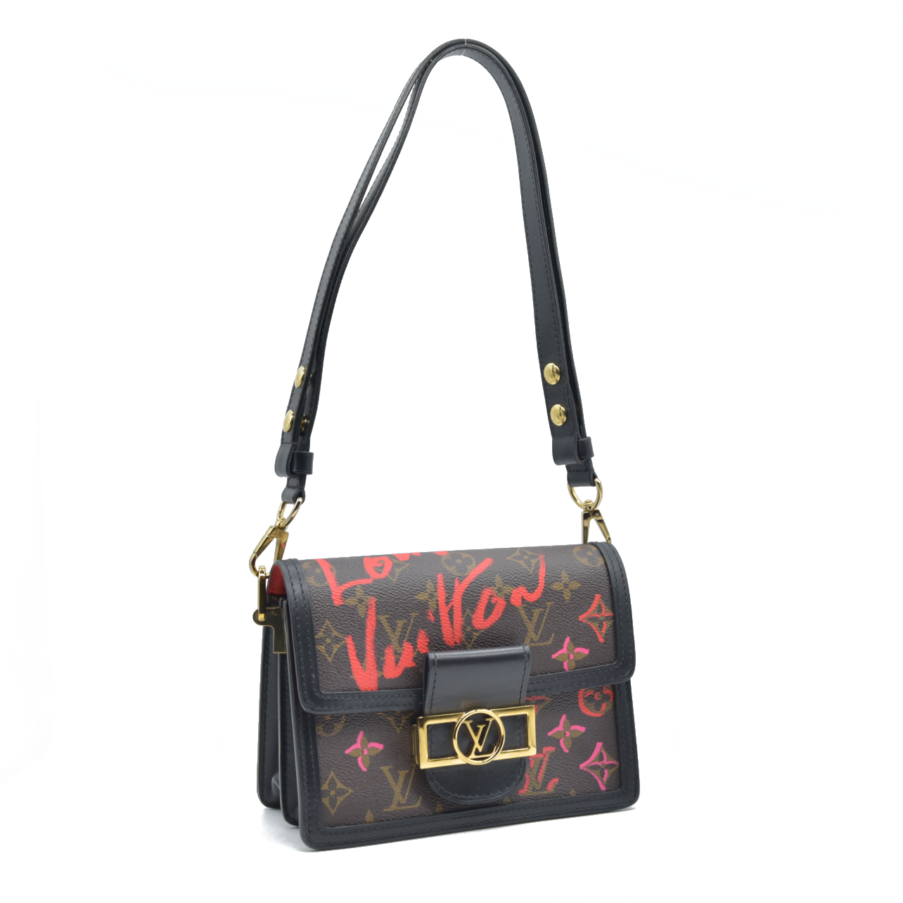 $3550 Louis Vuitton Dauphine Shoulder Bag Limited Edition Fall in Love Monogram Canvas Mini