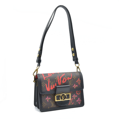 $3550 Louis Vuitton Dauphine Shoulder Bag Limited Edition Fall in Love Monogram Canvas Mini