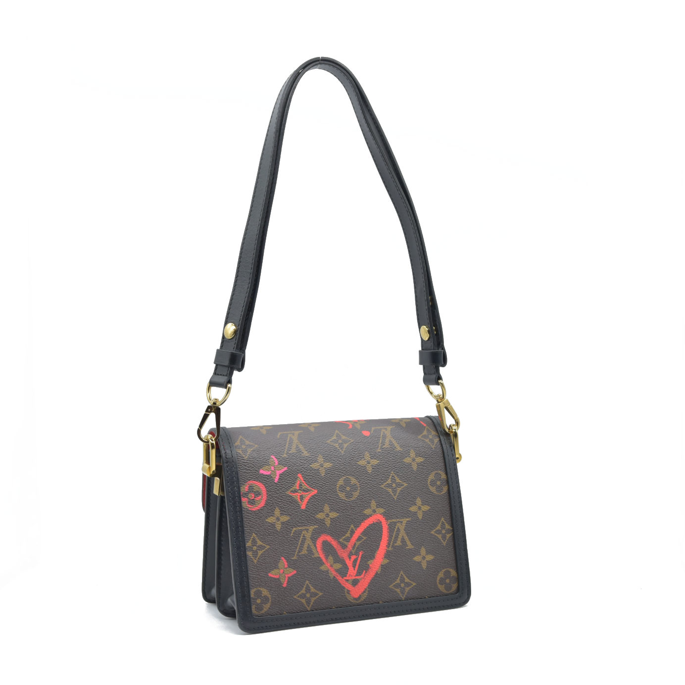 $3550 Louis Vuitton Dauphine Shoulder Bag Limited Edition Fall in Love Monogram Canvas Mini