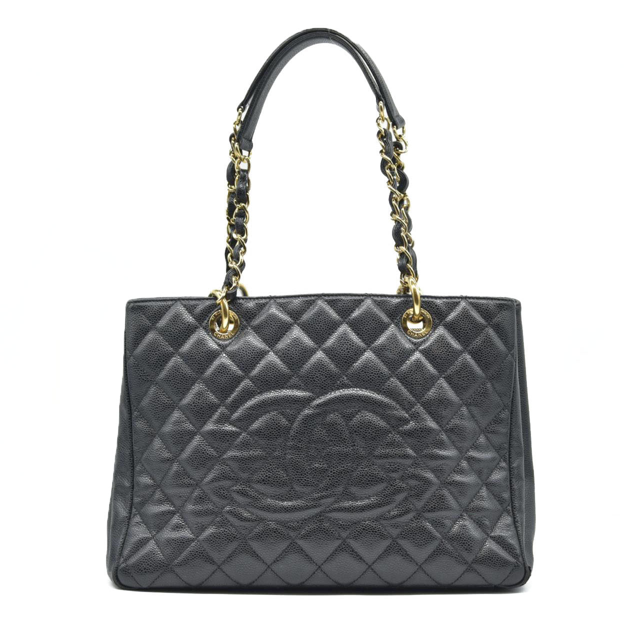 AUCTION $2900 Chanel  Caviar Quilted Grand Shopping Tote GST Black