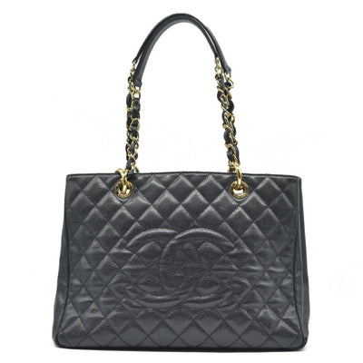 $2900 Chanel  Caviar Quilted Grand Shopping Tote GST Black CONSIGNMENT