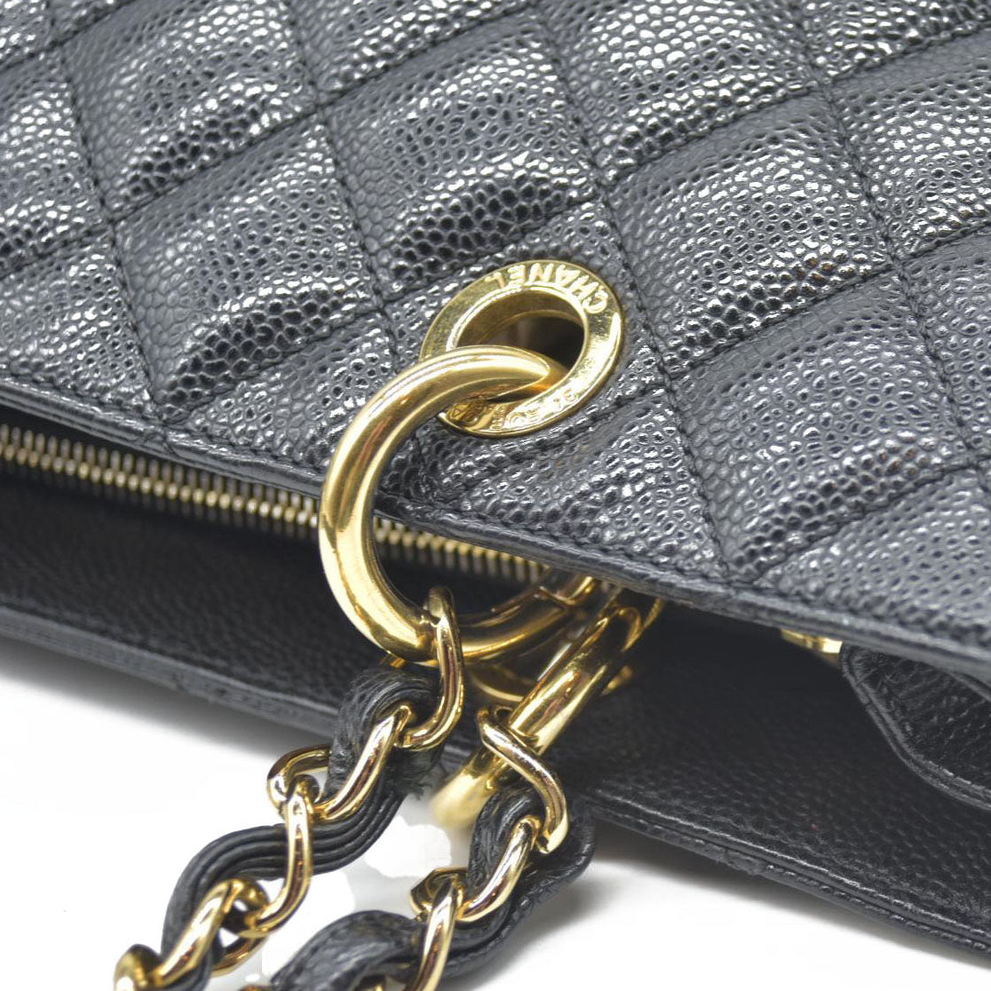 $2900 Chanel  Caviar Quilted Grand Shopping Tote GST Black CONSIGNMENT