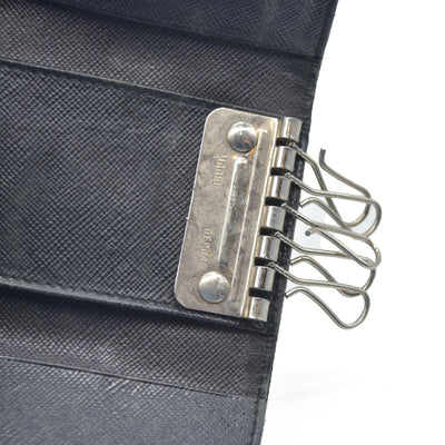 Prada Black Saffiano Leather Key Case Holder