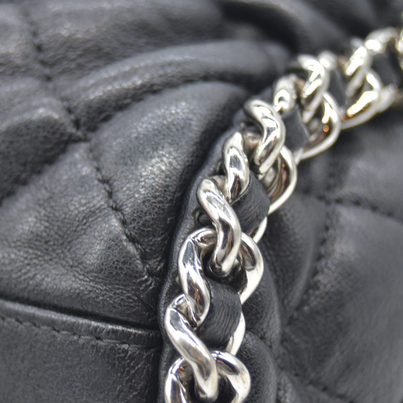 $3320 2011 Chanel Quilted Chain Me Hobo Black Chain Around