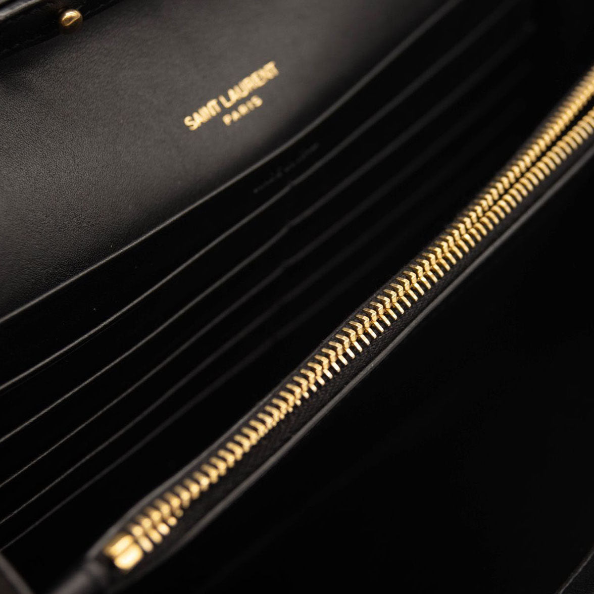 NEW Saint Laurent Envelope Chain Wallet in Mix Matelasse Satin Crossbody