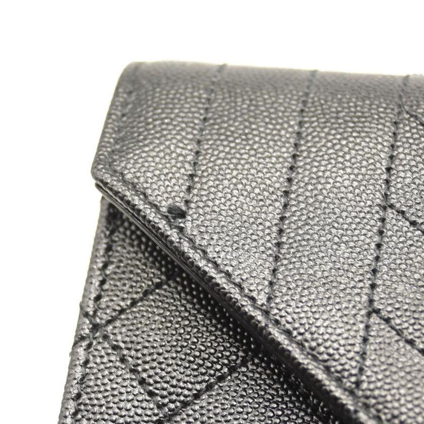 SAINT LAURENT Grain De Poudre Textured Mixed Matelasse Triquilt Small Monogram Satchel Black