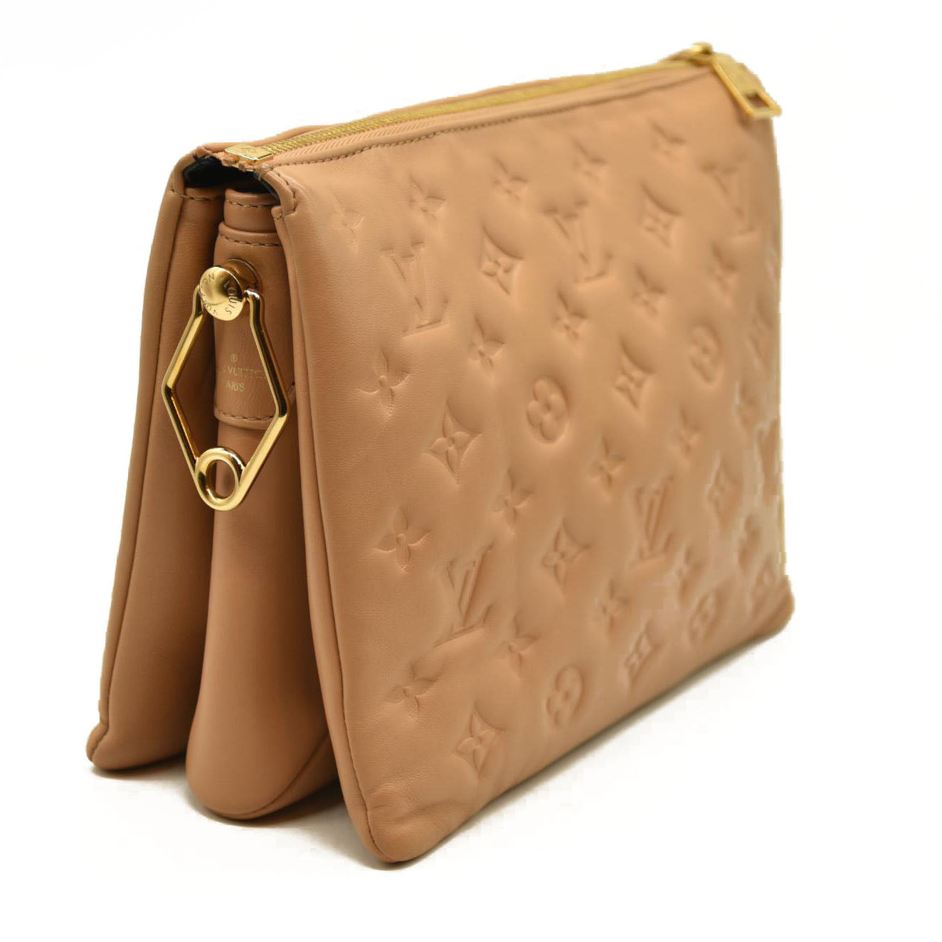 Louis Vuitton  Lambskin Embossed Monogram Coussin PM Camel