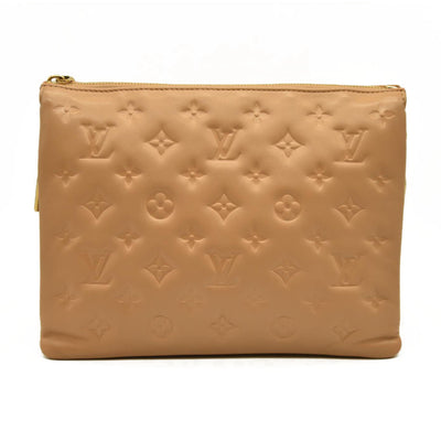 Louis Vuitton  Lambskin Embossed Monogram Coussin PM Camel
