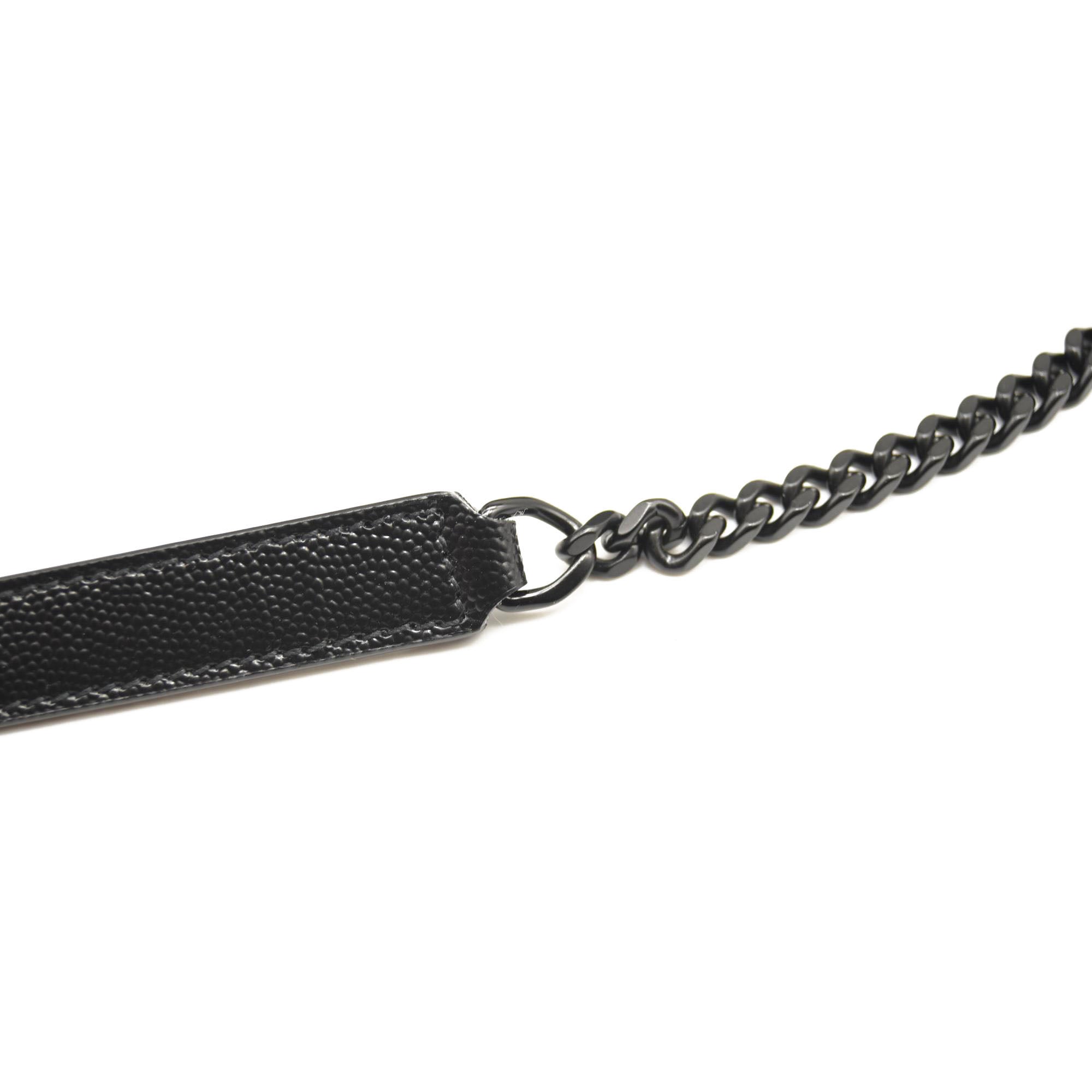 SAINT LAURENT Grain De Poudre Textured Mixed Matelasse Triquilt Small Monogram Satchel Black