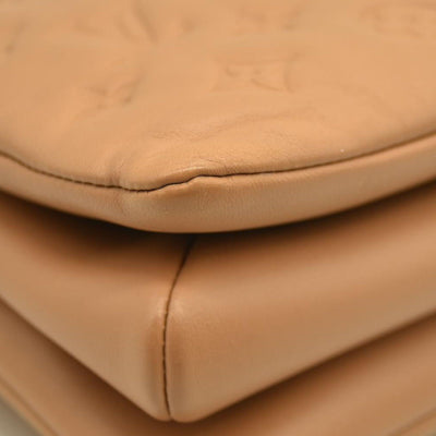 Louis Vuitton  Lambskin Embossed Monogram Coussin PM Camel