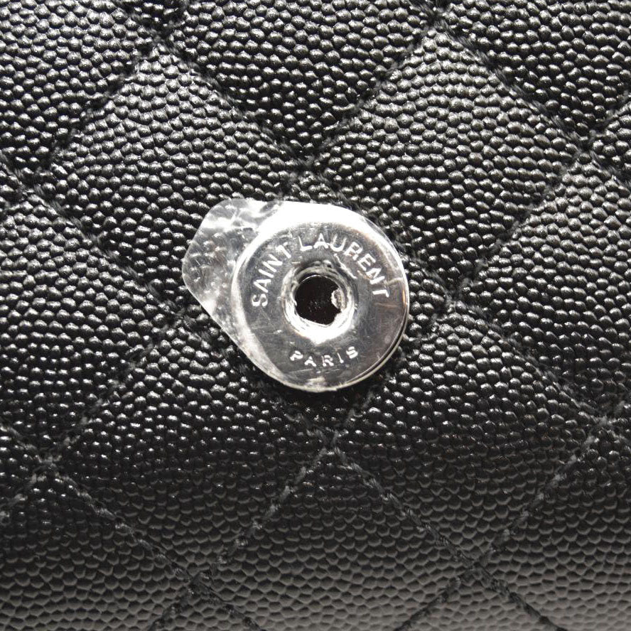 SAINT LAURENT Grain De Poudre Textured Mixed Matelasse Triquilt Small Monogram Satchel Black