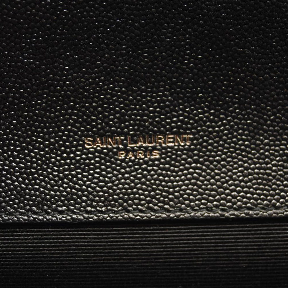 SAINT LAURENT Grain De Poudre Textured Mixed Matelasse Triquilt Small Monogram Satchel Black