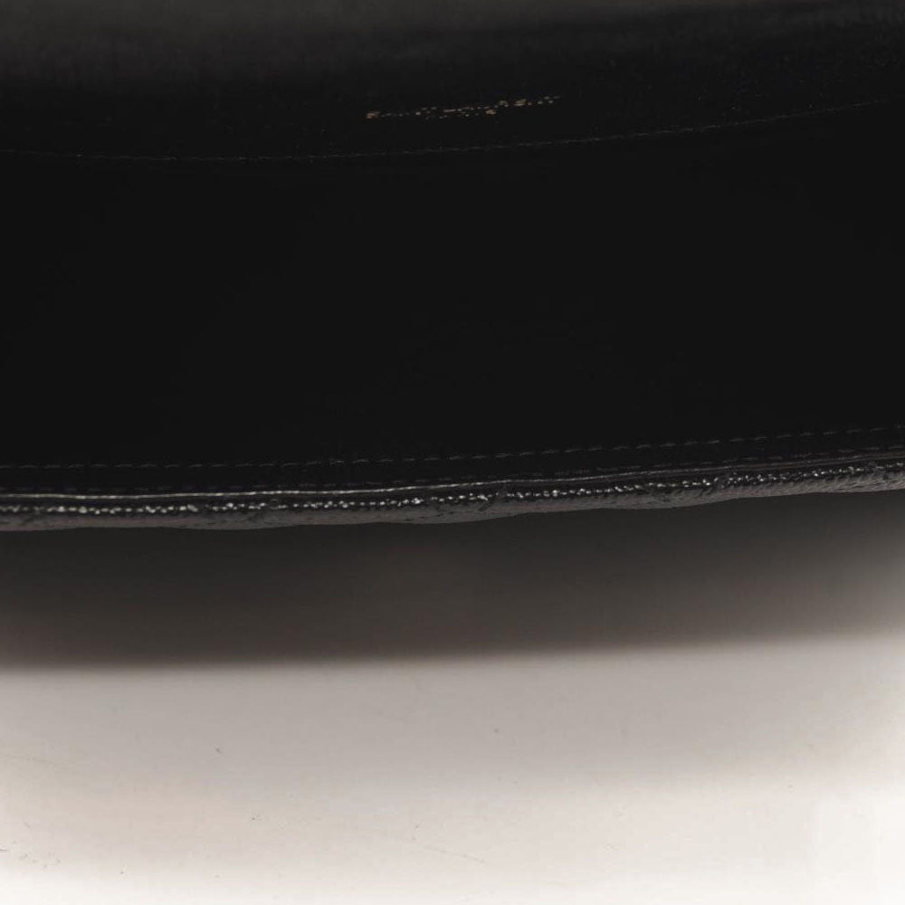 SAINT LAURENT Grain De Poudre Textured Mixed Matelasse Triquilt Small Monogram Satchel Black