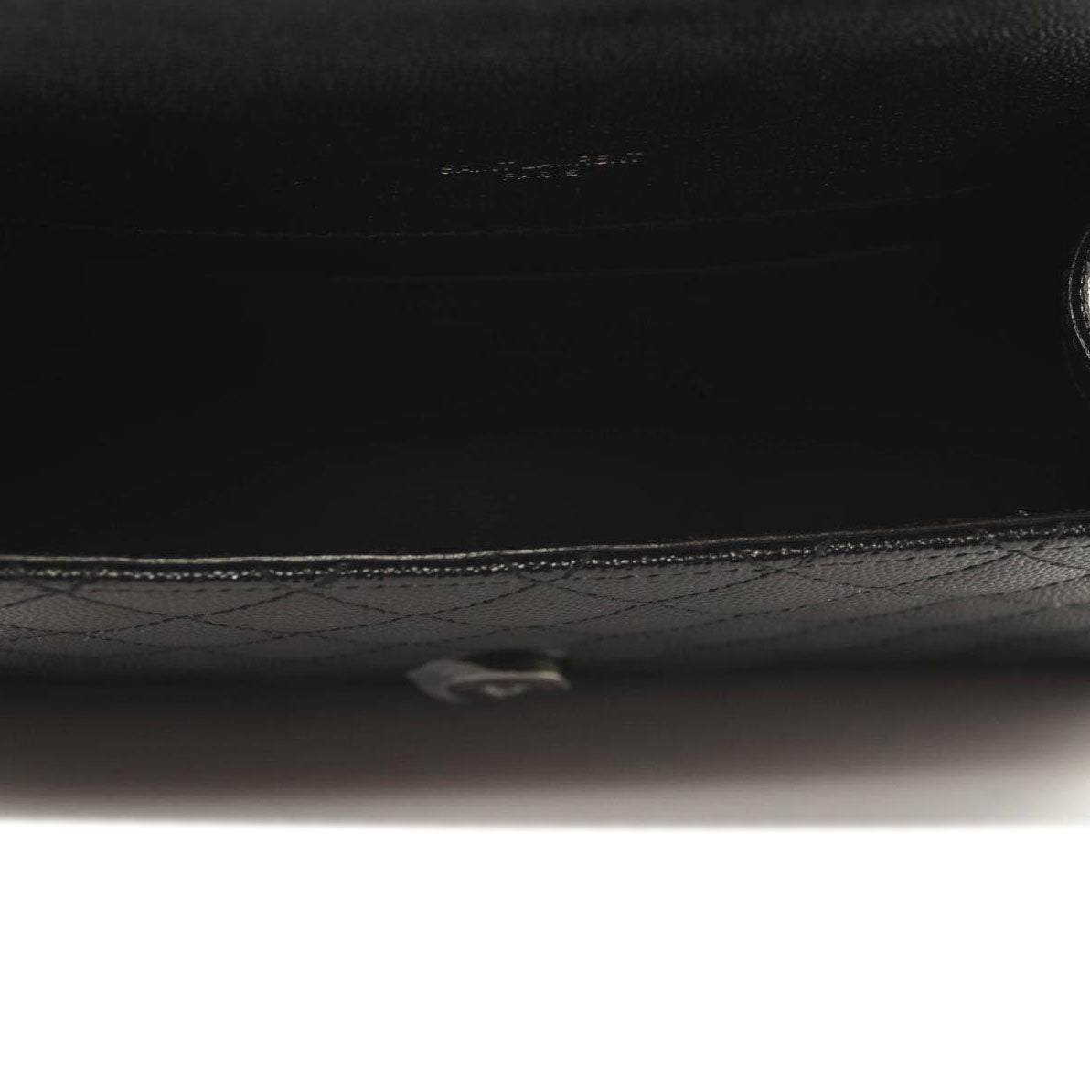 SAINT LAURENT Grain De Poudre Textured Mixed Matelasse Triquilt Small Monogram Satchel Black