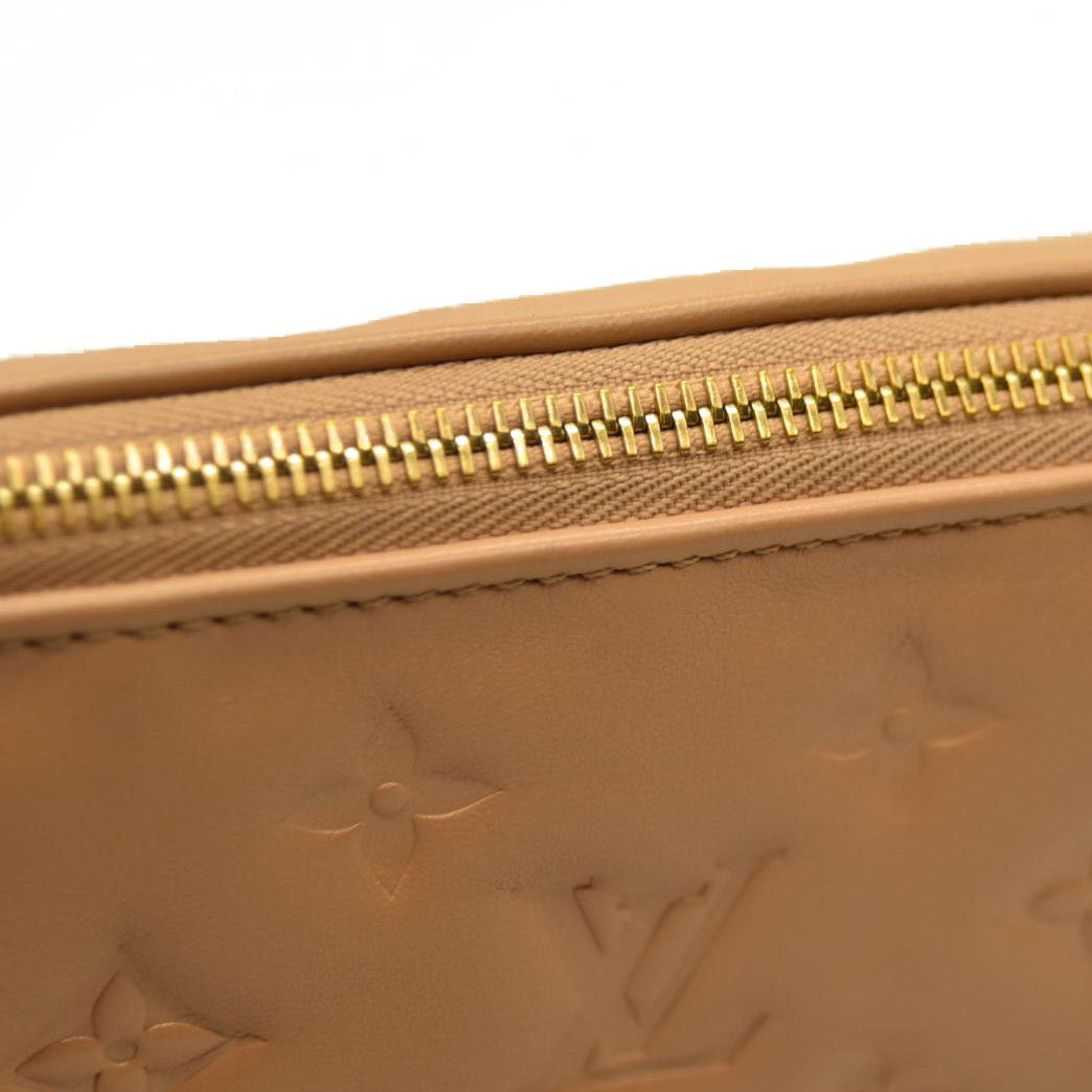 Louis Vuitton  Lambskin Embossed Monogram Coussin PM Camel