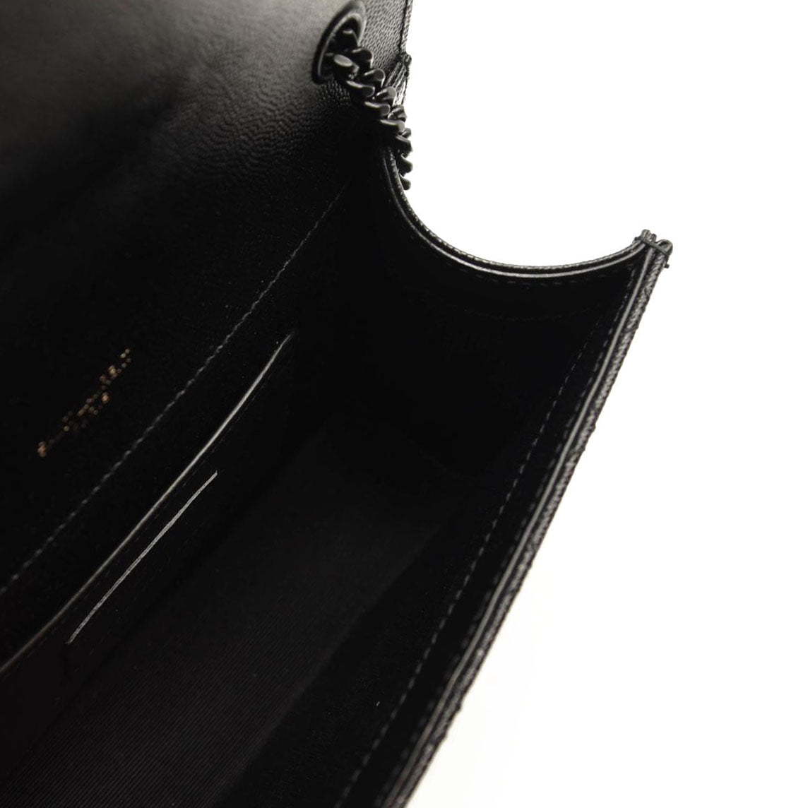 SAINT LAURENT Grain De Poudre Textured Mixed Matelasse Triquilt Small Monogram Satchel Black