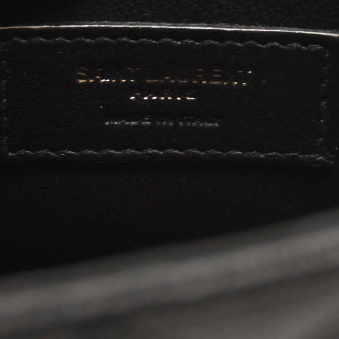 SAINT LAURENT Grain De Poudre Textured Mixed Matelasse Triquilt Small Monogram Satchel Black